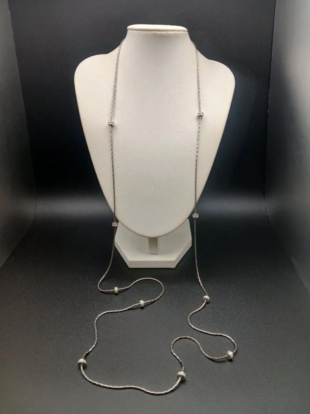 Brighton Meridian Orbit Long Silver Crystal Petite Station Necklace
